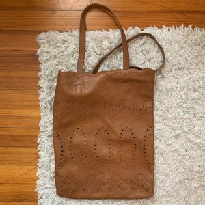 Brown faux leather tote bag